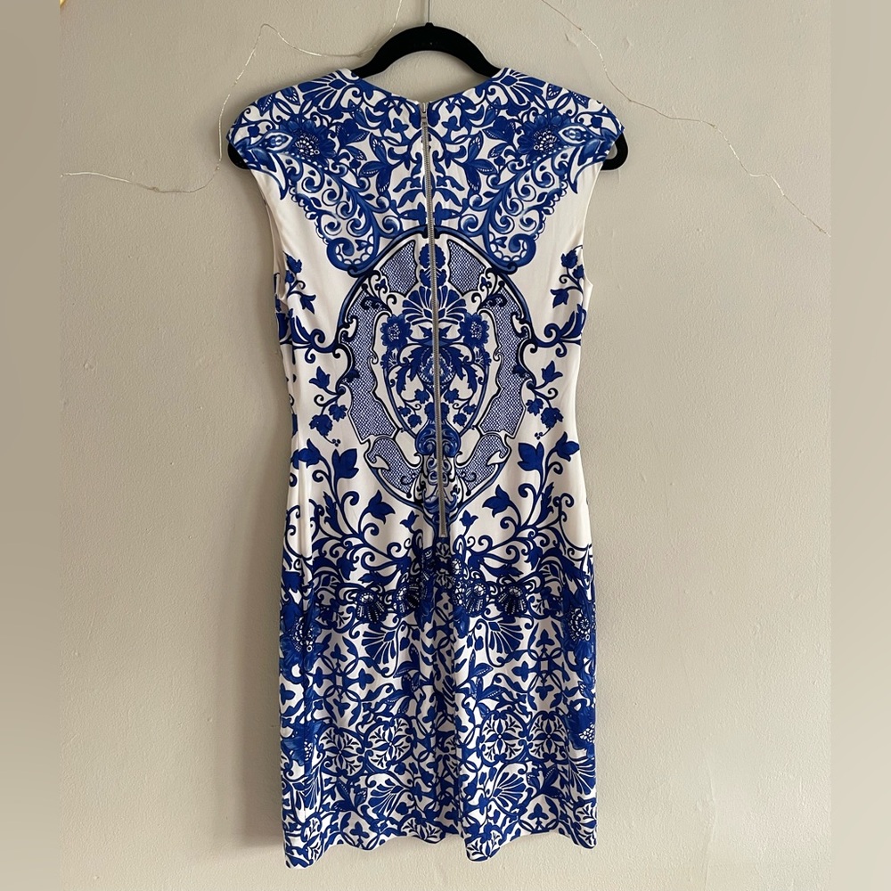 Boston Proper Blue Scroll Patterned Shift Dress - image 2